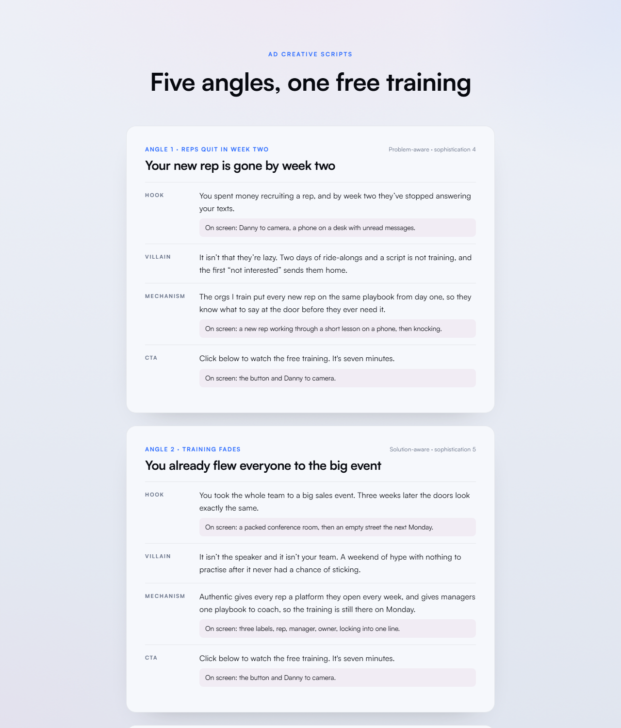Ad creative scripts preview