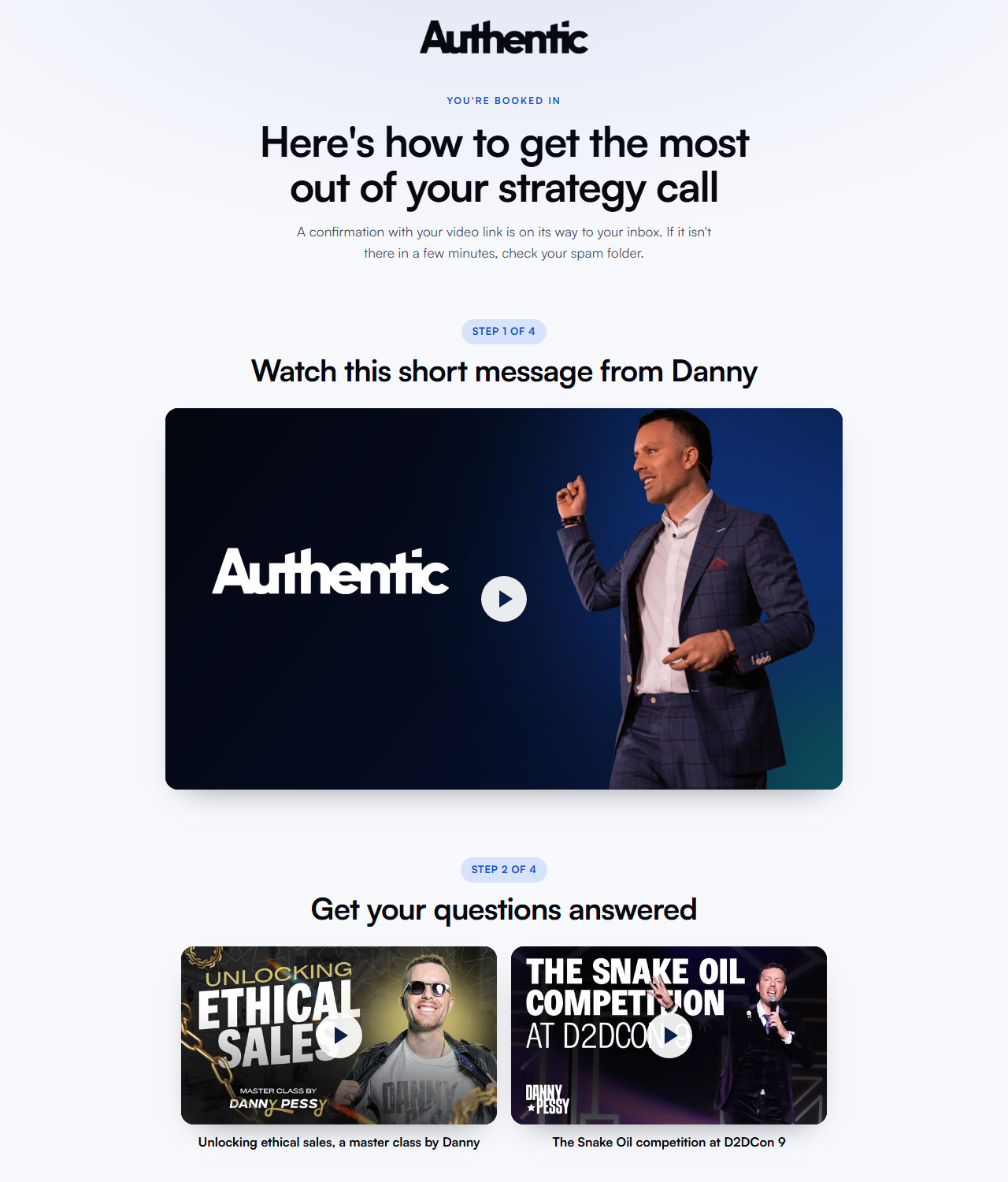 Confirmation page preview